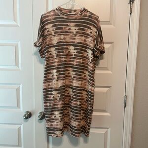 First love acid wash print dress